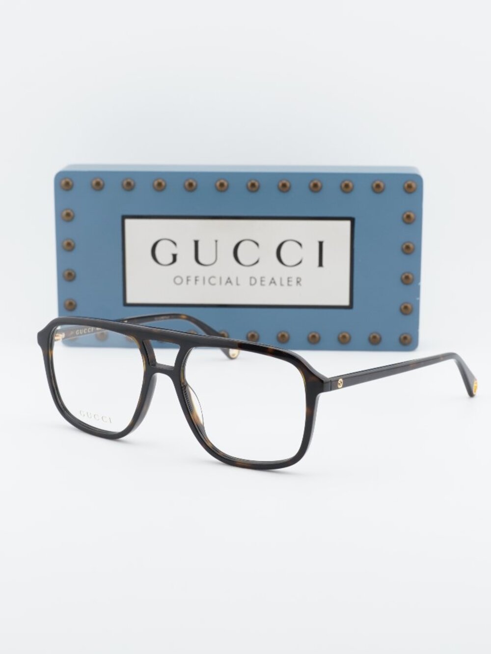 Gucci GG1078O 003 Square Eyeglasses – Havana 56mm